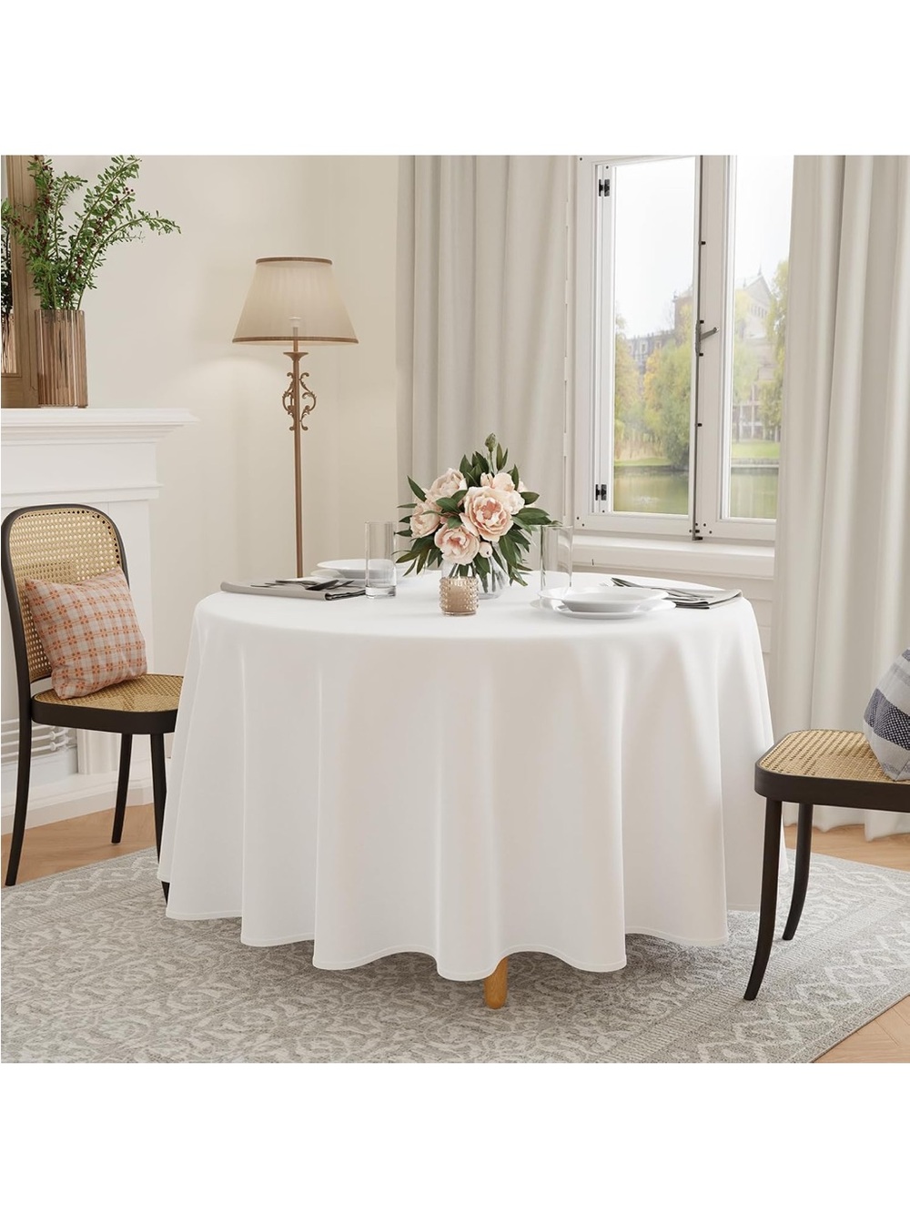 NEW GFCC 96” Round Tablecloth, White